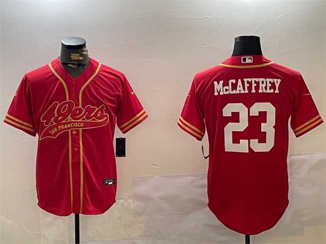 Men%27s San Francisco 49ers #23 Christian McCaffrey Red Cool Base Stitched Baseball Jersey->san francisco 49ers->NFL Jersey
